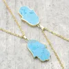 Pendanthalsband NM14922 10st Gold Electropated Hand Hamsa Chains Blue Turquoises Clearance 18-32 tum