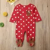 Strampler Winter geborenes Baby Strampler Weihnachten Kleinkind Kinder Jungen Mädchen Weihnachten Hirsch bedruckt Langarm Overall Outfits für 0–24 Monate 221117