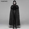 Men's Jackets Men's Cape Gothic Noble Gorgeous Cloak Jacquard Imitation Horse Wool Splice Stage Performance Halloween Vampire