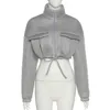 Giacche da donna Y2K Streetwear Giacche corte Donna 2022 Autunno Inverno Abbigliamento Varsity Cappotto da baseball Grigio Bomber Racer Biker Zip Up Giacca corta T221105