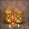 Candle Holders Nordic Golden Geometric Hollow Wrought Iron Candle Holder Creative Aromatherapy Candlestick Home Decoration Stand Orn Dh1Sw