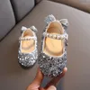 Platte schoenen lente meisjes glitter bruiloft optreden kinderen flats baby prinses goud zilveren peuter anti-skid dance