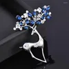 Broszki Leeker Shiny Blue Rhinestone Solid Syrenca Deer Flower Bról dla kobiet w stylu vintage pin biżuteria Girlowa dziewczyna ZD1 XS4