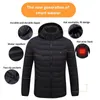 Men's Down Parkas Heated Jacket Winter Warm USB Heating s Hooded Clothing Waterproof Black Puffer 221117