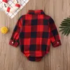 Rompers 024m geboren babyjongens meisjes kerstmis plaid romper jumpsuit kerstkleding outfits 221117