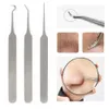 Rechte Bend Gebogen Mee-eter Acne Naald Clip Pincet Gezicht Tool Puistje Porie Comedo Remover Kits Pinza De Clip Aguja de Acne Espinilla