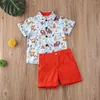 Kledingsets 1-6y Summer Gentleman Infant Baby Boys Kleding Animal Print Short Sleeve T Shirts Tops Shorts 2pcs Gentle Set