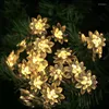 Strings Lotus Flower Garland Battered Fair Fairy String Lights 6m avec télécommande pour la décoration de Noël de mariage en plein air imperméable