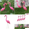 Conjuntos de jardín 4Pack Realista Gran Pink Flamingo Decoración de jardín Césped Arte Adorno Home Craft T200117 Drop Entrega Muebles Outdoo DHDG7