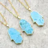Pendanthalsband NM14922 10st Gold Electropated Hand Hamsa Chains Blue Turquoises Clearance 18-32 tum