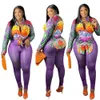 2024 Designer Brand Tracksuits Dames Tweede stuk set Rapel Neck Shirt Broek Pak Purple Print Lady Outfit lange mouw zweetpakken Streetwear Fall Winter Desing 8989-3