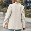 Damespakken lange mouwen klepvakken enkele knop losse fit kantoor dames blazer jas herfst winter vaste kleur revers suit jas