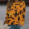 Frauen Hoodies Halloween Kürbis gedrucktes Sweatshirt Hexendruck Frauen plus Größe Winter Langarm Streetwear Y2K Pullover