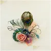 Pins Brooches Pins Brooches Women Fashion 2 Items Feather Fabric Vintage Nostalgic Style Mtifunctional Brooch Jewelry Cloth Accesso Dhxdb