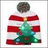 Juldekorationer Juldekorationer LED Party Hat Xmas Tree Snowman Snowflake Styles Sticking Beanie Fashion Glowing Caps AR Dhyjk