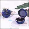 Present Wrap Gift Wrap 1pcs Green /Blue Color Ring /Pendant Storage Boxes Round Star Corduroy Jewelry Box Bow Ornament High Mylarbagsho Dhsoc