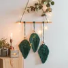 Taquestres de macrame nórdico Macrame pendurado folhas de tapeçaria decoração boêmio com borla chique na sala de estar de sala de estar na cabeceira da cabeceira de decoração de acessórios de decoração