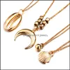 Pendant Necklaces Moon Shell Necklace Chokers Gold Chains Mtilayer Stackable Necklaces Women Hip Hop Fashion Jewelry Drop Delivery Pe Dhuu9