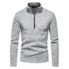 Suéteres para hombres Suéter con cremallera cálida Chaqueta de invierno Color sólido Sudaderas con cuello alto Jersey Jumpers Cuello alto de gran tamaño de punto S-3XL 221117