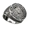 12PCS Vintage Wolf Totem Thai Srebrny pierścień Nordic Mythology Viking Warrior Wolf Head Men Finger Bands