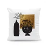 Oreiller Doré Ginkgo Feuilles Noir Et Blanc Couverture 45X45 Cm Vases Velours Décor À La Maison Pour Chambre Personnalisé Bébé Cas