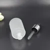 Flacon compte-gouttes en verre dépoli 30 ml en gros avec bouchon en argent 30cc bouteilles de liquide en verre contenant cosmétique LX1037
