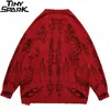 Men's Sweaters Hip Hop Knitted Streetwear Rose Eye Scorpion Print Ripped Pullover Men Harajuku Cotton Casual Autumn Skull 221117
