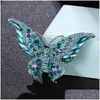 Broches Broches Broches Broches Zlxgirl Arrivée Vert Opale Colorf Papillon Broche Bijoux Vintage Cadeaux De Noël Femmes Écharpe De Mariage Dha7L