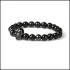 Bracelets porte-bonheur bijoux de héros pour hommes 10 Pcs / Lot 8 mm à facettes perles de pierre d'onyx noir nouveau casque de guerrier romain micro pavé Cz orthèse spartiate Dhetg