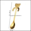 Spoons Cartoon Bear Handle Spoon Stainless Steel Hanging Coffee Mixing Spoons Home Kitchen Dining Flatware Drop Delivery Garden Bar Dhypw