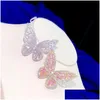 Broches Broches Broches Broches Asnora Élégant Rose Zircon Papillon Broche Pour Les Femmes Avec Montage En Cristal De Mariage Drop Delivery Jewelr Dhzak