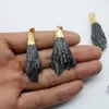 Colares pendentes de pedra natural turmalina preta cor de ouro planced forma irregular para brincos de colar de diy jóias de presente 5pcs