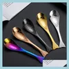 Spoons 13.2Cm Cartoon Fish Shape Spoon Stainless Steel Dessert Cake Jelly Rice Dinner Soup Kids Scoop Kitchen Accessories Drop Deliv Dhxkq