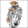 Klusterringar ih￥liga kubiska zironia diamantring kluster kontrast f￤rg guld blomma ringar kvinnor br￶llop engagemang mode smycken dr dh1ki