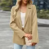 Damespakken lange mouwen klepvakken enkele knop losse fit kantoor dames blazer jas herfst winter vaste kleur revers suit jas