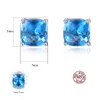 Small and delicate synthetic sapphire s925 silver stud earrings women jewelry Korean fashion luxury geometric gem earrings accessories gift