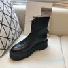 Ankle Chelsea Boots Flat Wedges Chunky Boot Smooth Leather Platform Zipper Slip-On Round Toe Block Heels The For Women Factory F