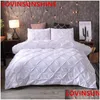 Bettwäsche-Sets Luxus Black Duvet Er Pinch Pleat Kurze Bettwäsche Set Queen King Size 3 Stück Bettwäsche Tröster mit Kissenbezug T200110 DR DHD3O