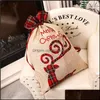 Juldekorationer LINEN Santa Sack Christmas Gift Bag Red Plaid DString Tote Bags Festival Decoration 4807 Q2 Drop Delivery Home DHTCS