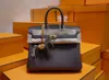 kellyity bag birkinbag Bags Ari Handmade High-end Bk25 Togo Leather Tin Ware Gray 25 Gold Buckle Wax Thread Portable Women's Large ayw