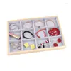 Jewelry Pouches Bamboo Wood Black Velvet 12 Grid Tray Storage Box Bracelet Ring Necklace Display Stand