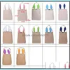 Autres fournitures de fête d'événement Panier de rangement d'oeufs de Pâques Jute Coton Liene Matériau Bunny Ear Bucket Sac cadeau créatif avec lapin Dro Dhupk