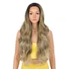 Colored Hair Wigs For Woman Synthetic Lace Front Wig Natural Long Curl Wig Middle Part Heat Resistant Fiber 30 Inch