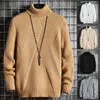 Herrtröjor Vintermannen Casual Turtleneck Pullover Långärmad randig koreansk stil Fashion Warm Sticked 221117