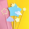 Forniture per feste 5 pezzi Topper per torta di buon compleanno Corona Stelle Nube Cupcake Topper Bandiere per la decorazione di bambini di nozze