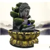 Craft Tools Creative Home Decorations Resin Flowing Water Waterfall Led Fountain Buddha Statue Lucky Feng Shui Ornaments Landscape D Dhc9I