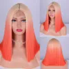 Kadın perukları bobo orta turuncu kısa düz saç rengi bobble küçük dantel başlık satışı