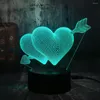 Night Lights LOVE Romantic 3D Arrow Through The Heart LED Light Desk Lamp Wedding Bedroom Decor Lovers & Couple Sweetheart