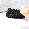 Charm Bracelets Bracelet Homme Double Beaded 6Mm Matte Agate Black Onyx Natural Stone Beads Rame Friendship Nice Gift Top Quality Dr Dhwdk