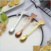 Spoons Cartoon Bear Handle Spoon Stainless Steel Hanging Coffee Mixing Spoons Home Kitchen Dining Flatware Drop Delivery Garden Bar Dhypw